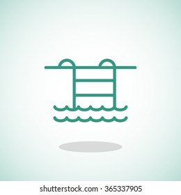 Pool flat icon on blurred background