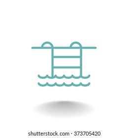 Pool flat icon on blurred background