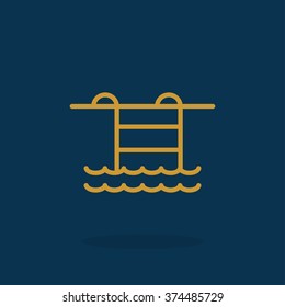 Pool flat icon on blurred background