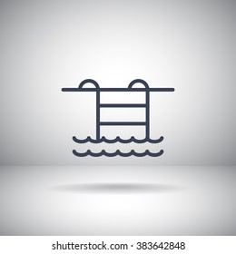 Pool flat icon on blurred background