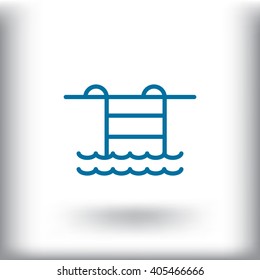 Pool flat icon on blurred background