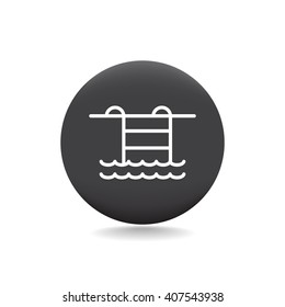Pool flat icon on blurred background