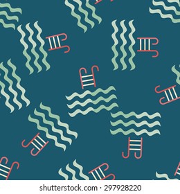 Pool flat icon seamless pattern background