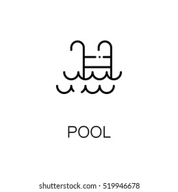 Pool flat icon. Single high quality outline symbol of fitness for web design or mobile app. Thin line signs of pool for design logo, visit card, etc. Outline pictogram of pool
