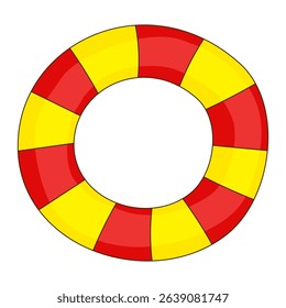 Pool float, ring float hand drawn illustration, isolated vector. Line art style design. Summer clip art, seasonal element, print. Holidays, vacations, beach equipment, swimming, pool
