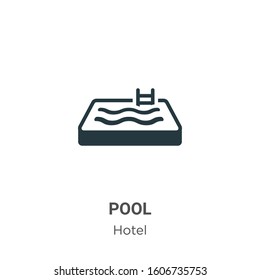 Pool glyph icon vector on white background. Flat vector pool icon symbol sign from modern hotel collection for mobile concept and web apps design.