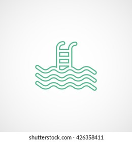 Pool Green Line Icon On White Background