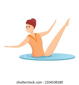 Pool gymnastics icon cartoon vector. Synchronized swim. Sport ballet