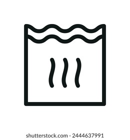 Pool heating system isolated icon, hot swimming pool vector symbol with editable stroke