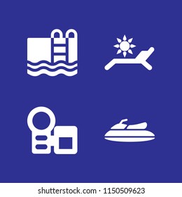 pool icon. 4 pool set with swimming pool and vacations vector icons for web and mobile app