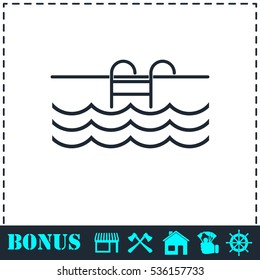 Pool icon flat. Simple vector symbol and bonus icon