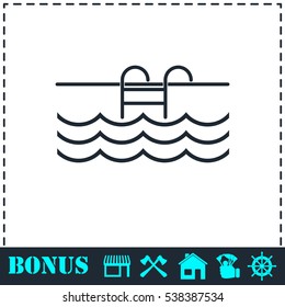 Pool icon flat. Simple vector symbol and bonus icon