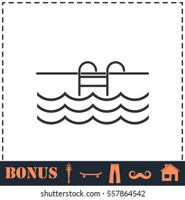Pool icon flat. Simple vector symbol and bonus icon