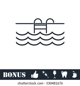 Pool icon flat. Vector illustration symbol and bonus pictogram