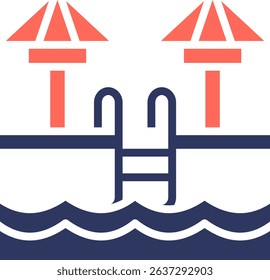 Pool Icon Glyph Color Vector Illustration