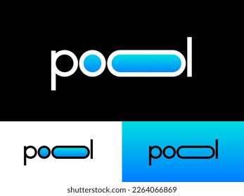 Pool icon. Letters o like two pools with turquoise water. Water sport emblem.