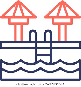 Pool Icon Line Color Vector Illustration