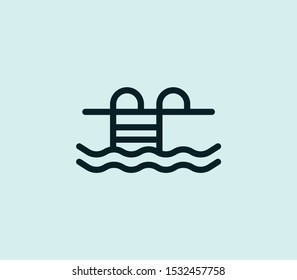 Pool icon line isolated on clean background. Pool icon concept drawing icon line in modern style. Vector illustration for your web mobile logo app UI design.