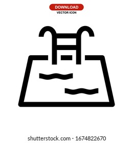 pool icon or logo isolated sign symbol vector illustration - high quality black style vector icons
