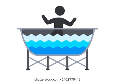 pool icon. man swims. flat vector illustration