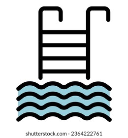 Pool icon outline vector. Gym facility. Modern resource color flat