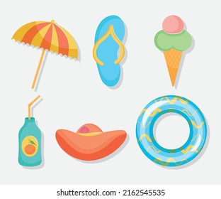 pool icon set on gray background