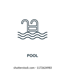 Pool icon. Simple element illustration. Pool outline icon design from real estate collection. Web design, apps, software and print usage.