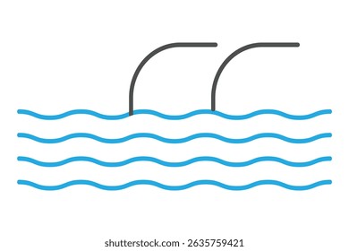 Pool icon. Simple illustration of pool vector icon for web. Ladder in Swimming Pool Icon Set. Swim water ladder vector symbol in a black filled and outlined style. Swimming icon, Person Swimming Icons