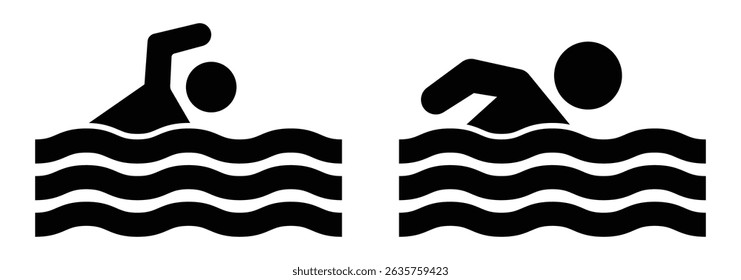 Pool icon. Simple illustration of pool vector icon for web. Ladder in Swimming Pool Icon Set. Swim water ladder vector symbol in a black filled and outlined style. Swimming icon, Person Swimming Icons