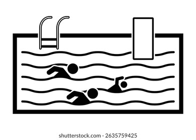 Pool icon. Simple illustration of pool vector icon for web. Ladder in Swimming Pool Icon Set. Swim water ladder vector symbol in a black filled and outlined style. Swimming icon, Person Swimming Icons