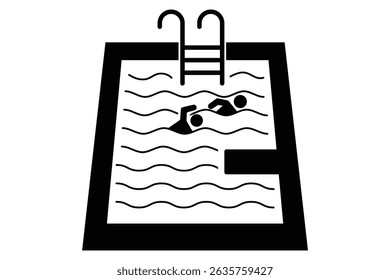 Pool icon. Simple illustration of pool vector icon for web. Ladder in Swimming Pool Icon Set. Swim water ladder vector symbol in a black filled and outlined style. Swimming icon, Person Swimming Icons