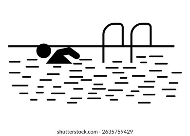 Pool icon. Simple illustration of pool vector icon for web. Ladder in Swimming Pool Icon Set. Swim water ladder vector symbol in a black filled and outlined style. Swimming icon, Person Swimming Icons