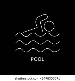 Pool Icon: Swimming and Water Fitness Exercise Symbol.