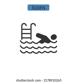 Pool icons  symbol vector elements for infographic web