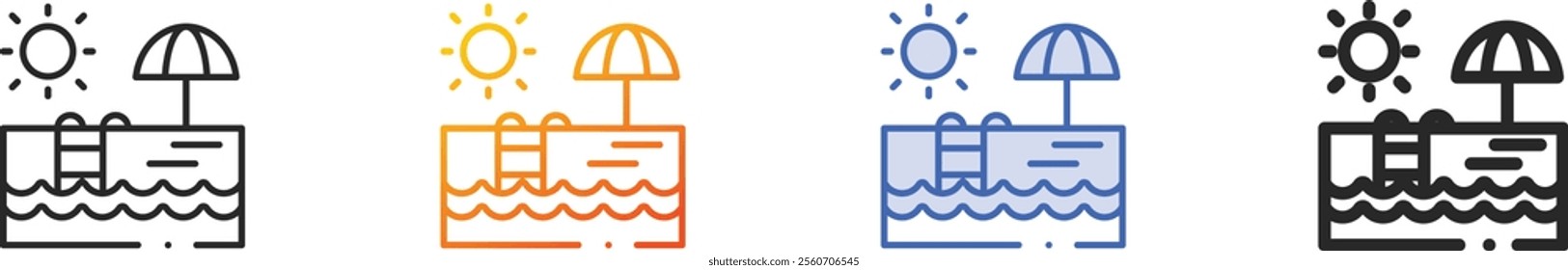 pool icon.Thin Linear, Gradient, Blue Stroke and bold Style Design Isolated On White Background