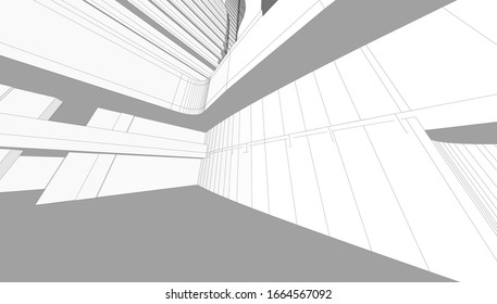 
The pool interior of the hotel in graphical perspective, flowing forms