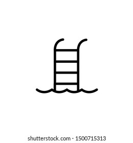Pool isolated minimal single flat linear icon for application and info-graphic. Ladder line vector icon for websites and mobile minimalistic flat design.