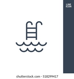 Pool isolated minimal single flat linear icon for application and info-graphic. Ladder line vector icon for websites and mobile minimalistic flat design.