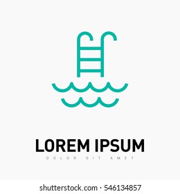 Pool isolated minimal single flat linear icon for application and info-graphic. Ladder line vector icon for websites and mobile minimalistic flat design.