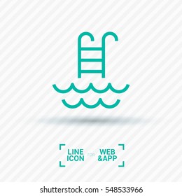 Pool isolated minimal single flat linear icon for application and info-graphic. Ladder line vector icon for websites and mobile minimalistic flat design.