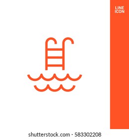 Pool isolated minimal single flat linear icon for application and info-graphic. Ladder line vector icon for websites and mobile minimalistic flat design.
