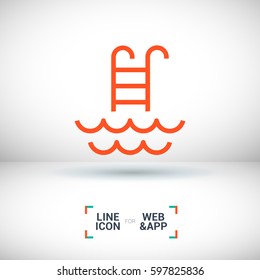 Pool isolated minimal single flat linear icon for application and info-graphic. Ladder line vector icon for websites and mobile minimalistic flat design.