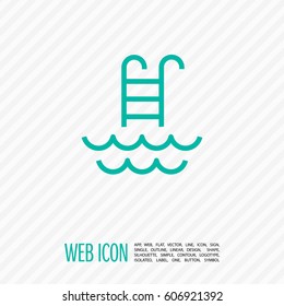 Pool isolated minimal single flat linear icon for application and info-graphic. Ladder line vector icon for websites and mobile minimalistic flat design.