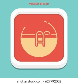 Pool isolated minimal single flat linear icon for application and info-graphic. Ladder line vector icon for websites and mobile minimalistic flat design.
