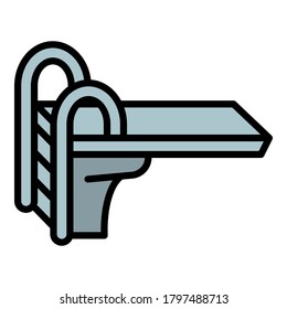 Pool jump board icon. Outline pool jump board vector icon for web design isolated on white background