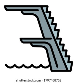 Pool jump tower icon. Outline pool jump tower vector icon for web design isolated on white background