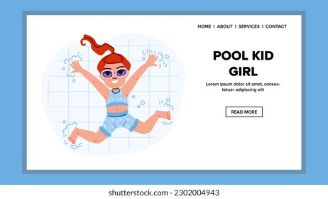 Billardmädchen, Vektorgrafik. Spaß Sommer, Wasser blau, Freizeit Kindheit, Spielen Kind, Glück im Freien Billardmädchen Mädchen Web-Cartoon-Illustration
