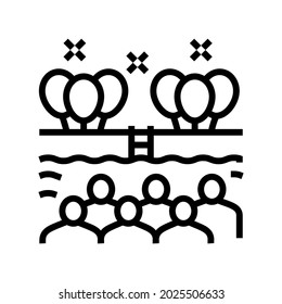 pool kids party line icon vector. pool kids party sign. isolated contour symbol black illustration