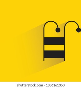pool ladder with drop shadow on yellow background