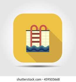 pool ladder flat icon with long shadow, vector illustration